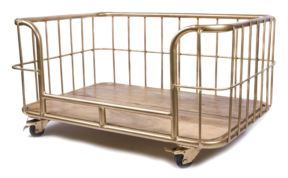 Lex & Max hondenbank metal wire basket goud Gereduceerde Prijs