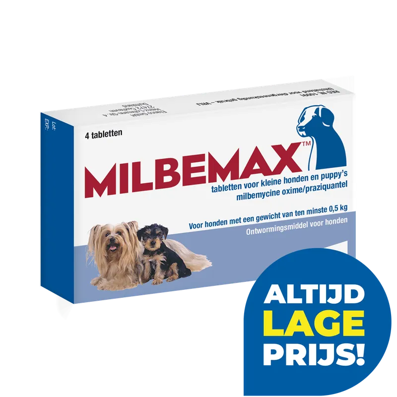 Fabrieksprijs Milbemax tabletten kleine hond/puppy 0,5 - 10 kg 4 st