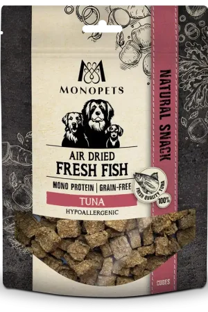 Finale Uitverkoop Monopets Air Dried Fresh Fish S/M Cubes Tuna 150 gr