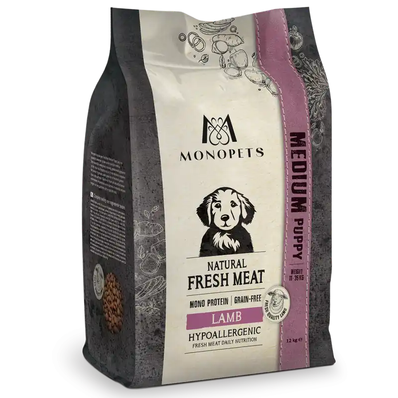 Monopets Hondenvoer Fresh Meat Puppy Medium Lamb 12 kg Exclusieve Aanbieding