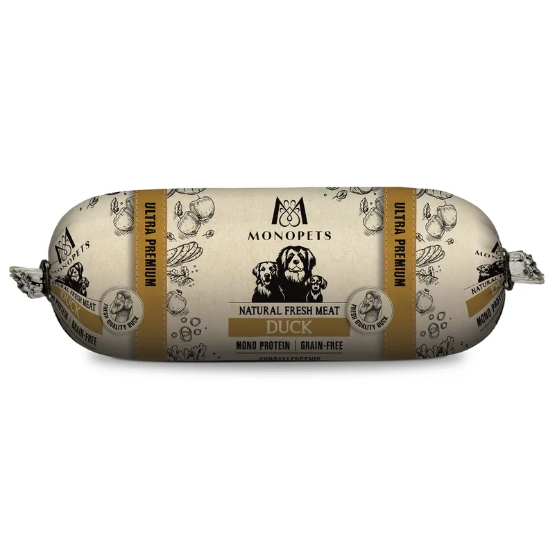 Koopje Monopets Hondenvoer Fresh Meat Sausage Duck 600 gr