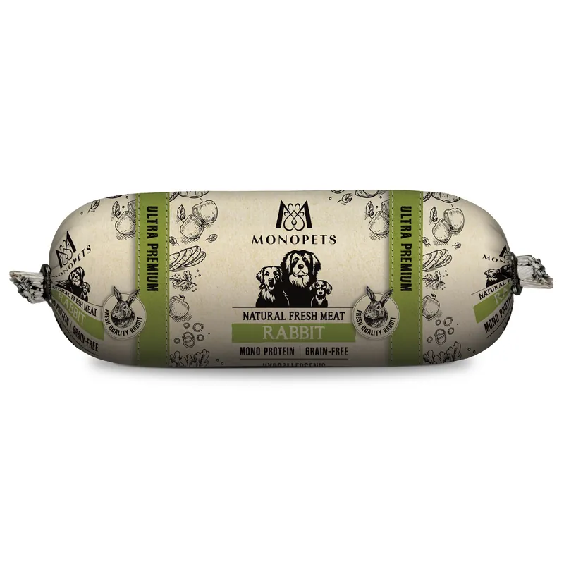 Betaalbaar Monopets Hondenvoer Fresh Meat Sausage Rabbit 600 gr
