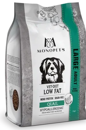 Beperkt Aanbod Monopets Hondenvoer Vet-Diet Large Low Fat Quail 2 kg
