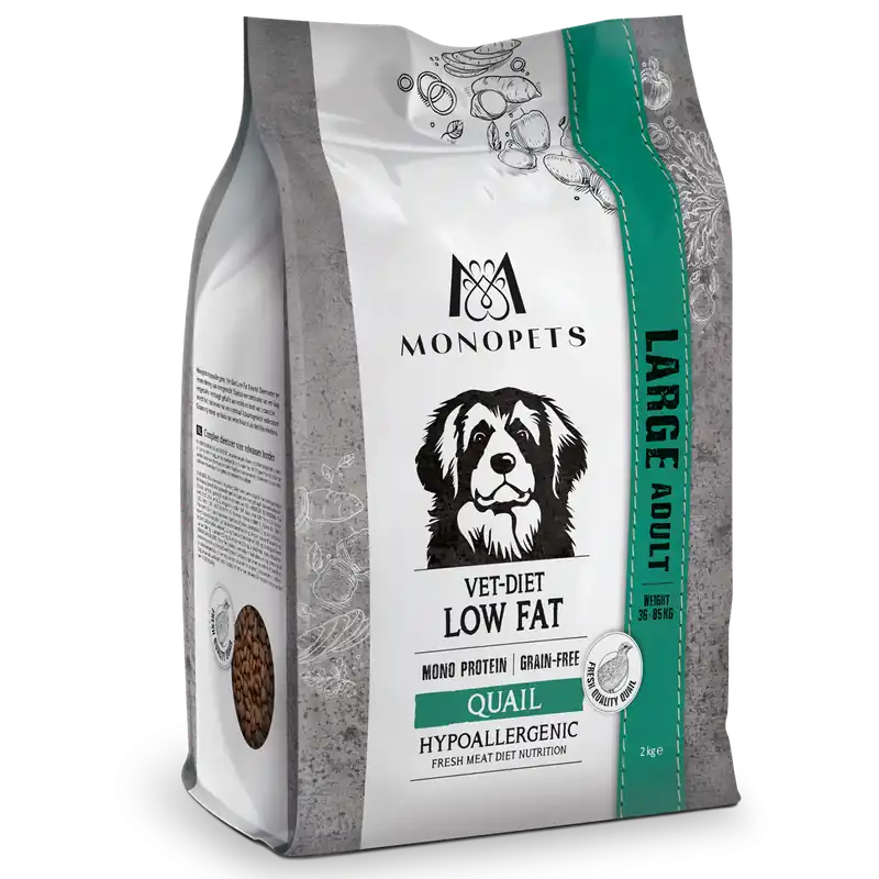 Beperkt Aanbod Monopets Hondenvoer Vet-Diet Large Low Fat Quail 2 kg