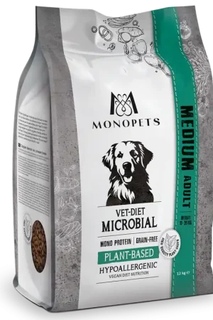 Beperkte Voorraad Monopets Hondenvoer Vet-Diet M Microbial Plant-Based 12 kg