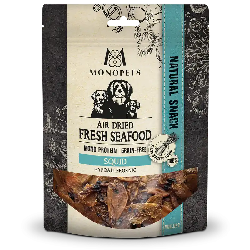 Betrouwbaar Monopets Air Dried Fresh Seafood Squid 70 gr