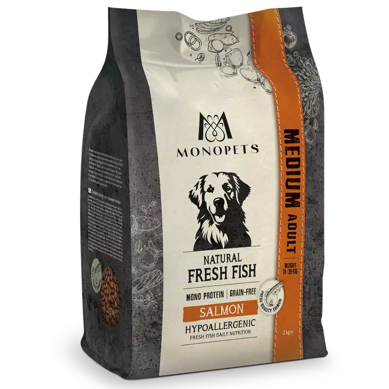 Fabrieksprijs Monopets Hondenvoer Fresh Fish Adult Medium Salmon 2 kg