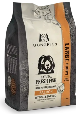 Aanbieding Monopets Hondenvoer Fresh Fish Puppy Large Salmon 12,5 kg