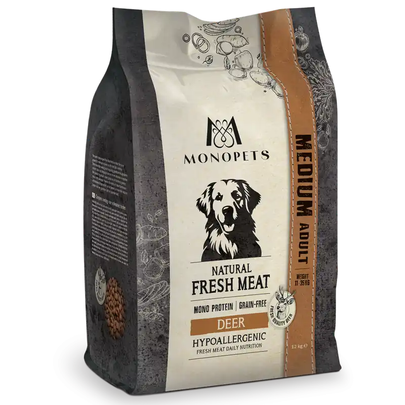 Monopets Hondenvoer Fresh Meat Adult Medium Deer 12 kg Gecertificeerd
