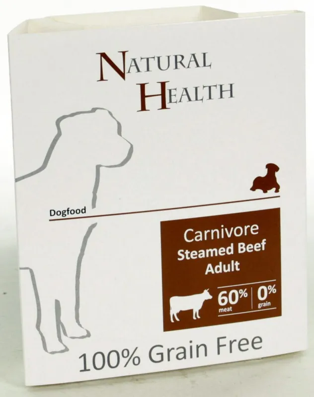 Natural Health Dog hondenvoer Steamed Carnivore Beef 395 gr Uitverkoop