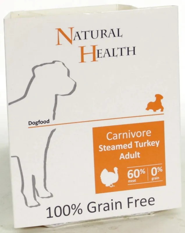 Gereduceerde Prijs Natural Health Dog hondenvoer Steamed Carnivore Turkey 395 gr