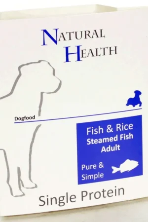 Flitsaanbieding Natural Health Dog hondenvoer Steamed Pure & Simple Fish & Rice 395 gr