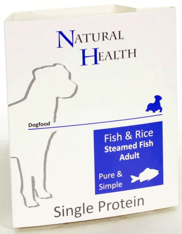 Flitsaanbieding Natural Health Dog hondenvoer Steamed Pure & Simple Fish & Rice 395 gr