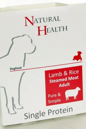Beperkte Voorraad Natural Health Dog hondenvoer Steamed Pure & Simple Lamb & Rice 395 gr
