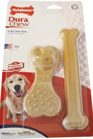 Superprijs NylaBone Dura Chew Wave kip & Bot peanutbutter L