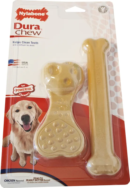 Superprijs NylaBone Dura Chew Wave kip & Bot peanutbutter L