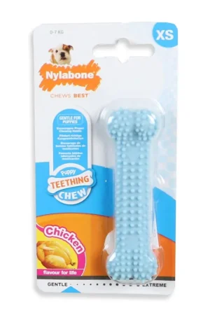 Nylabone Puppy Dental Bone Kip Blauw XS Direct Verzonden