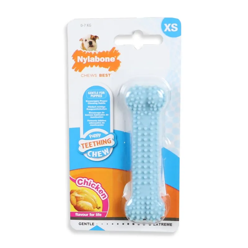 Nylabone Puppy Dental Bone Kip Blauw XS Direct Verzonden
