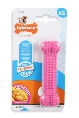 Nylabone Puppy Dental Bone Kip Roze XS Tijdelijk Beschikbaar