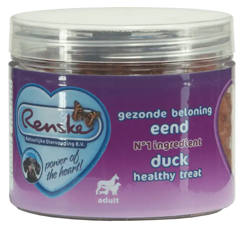Renske gezonde beloning mini hartjes eend 100 gr Tijdelijk Beschikbaar
