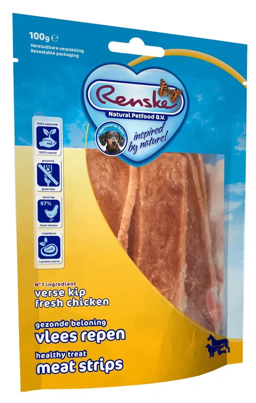 Renske Gezonde Beloning Vleesrepen Kip 100 gr Superprijs