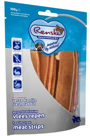 Renske Gezonde Beloning Vleesrepen Konijn 100 gr Fabrieksprijs