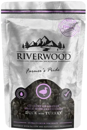 Actieprijs Riverwood Farmers Pride Duck & Turkey crunchy 200 gr