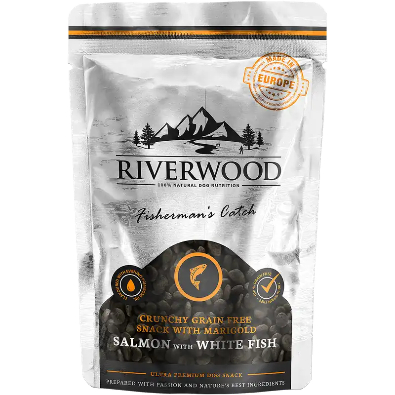 Betrouwbaar Riverwood Fishermans Catch Salmon & White Fish crunchy 200 gr
