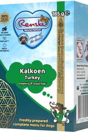 Beperkt Aanbod Renske Vers hondenvoer Kalkoen Graanvrij 185 gr