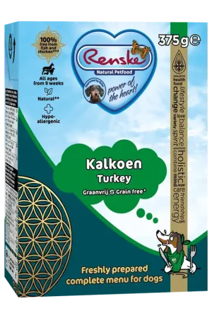 Gecertificeerd Renske Vers Hondenvoer Kalkoen Graanvrij 375 gr