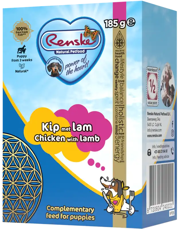 Finale Uitverkoop Renske Vers hondenvoer Puppy Kip met Lam 185 gr