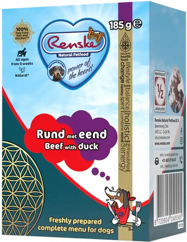 Renske Vers hondenvoer Rund met Eend 185 gr Meest Verkocht