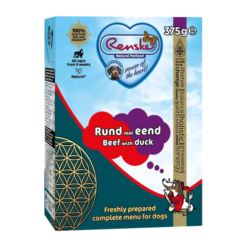 Renske Vers Hondenvoer Rund met Eend 375 gr Gratis Retour