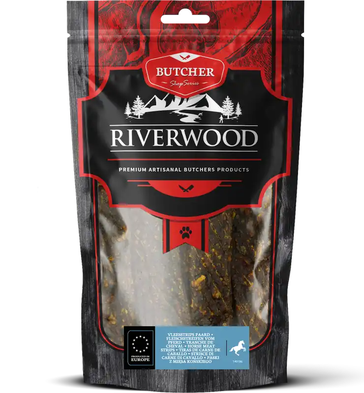 Riverwood Vleesstrips Paard 150 gr Laatste Versie