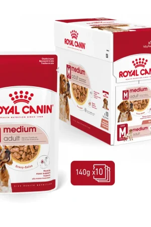 Royal Canin Hondenvoer Medium Adult 10 x 140 gr Exclusieve Aanbieding