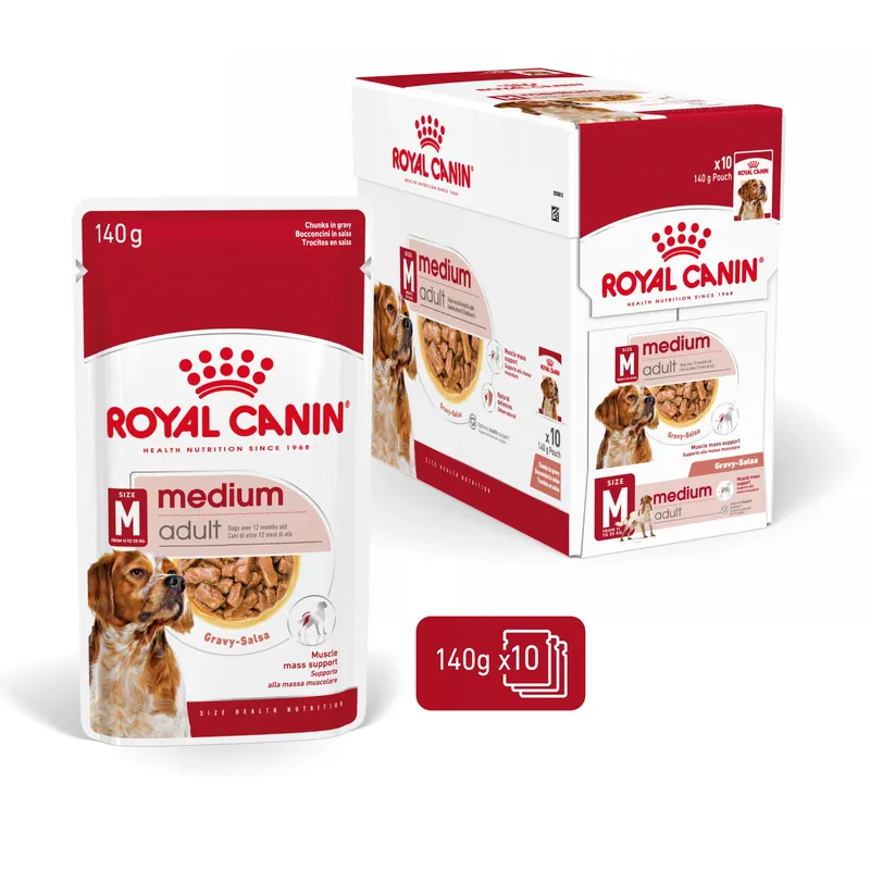 Royal Canin Hondenvoer Medium Adult 10 x 140 gr Exclusieve Aanbieding