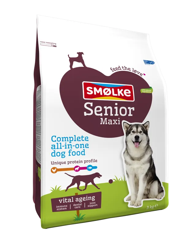 Shop Nu Smølke hondenvoer Senior Maxi 3 kg