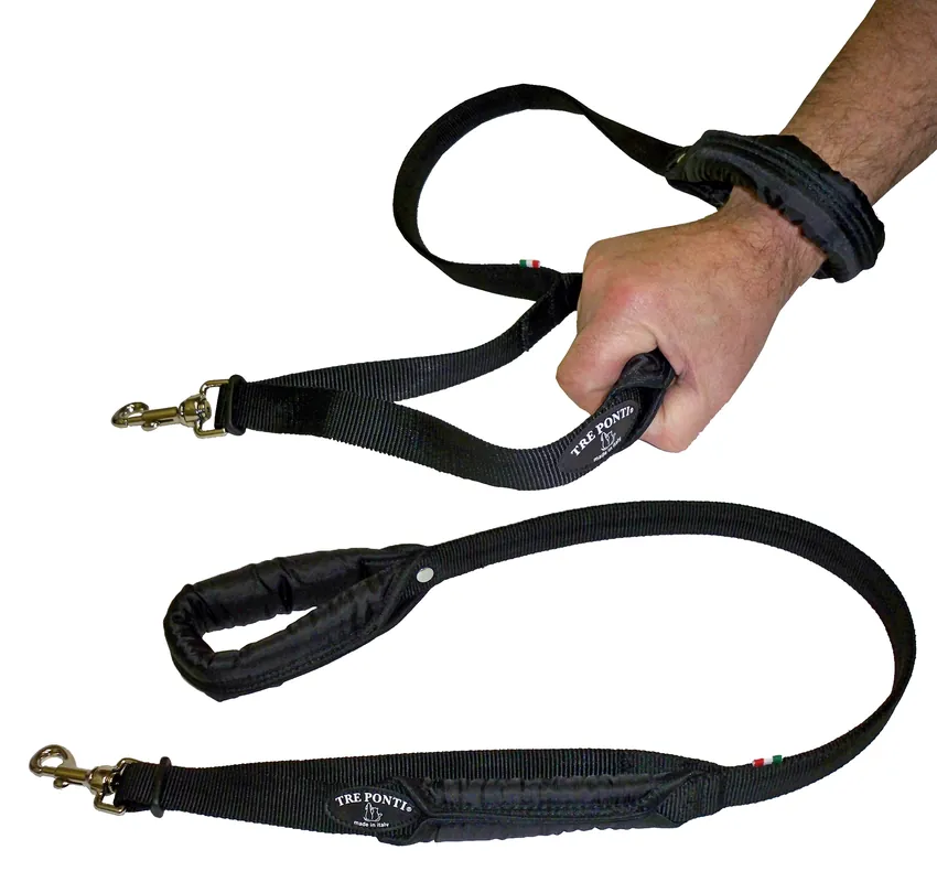 Finale Uitverkoop Tre Ponti Hondenlijn Primo Power Double Handled Zwart 100 cm