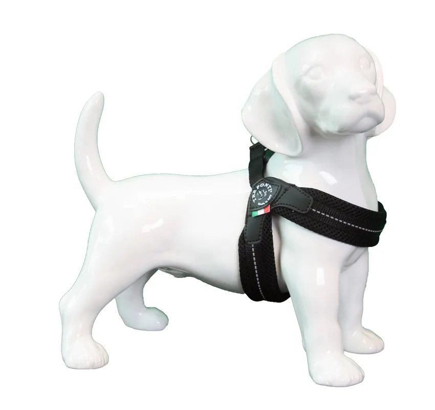 Populair Tre Ponti hondentuig mesh Fibbia Reflective zwart