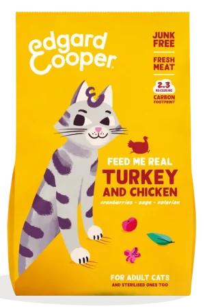 Edgard & Cooper kattenvoer Adult Kalkoen en Kip 2 kg Favoriet