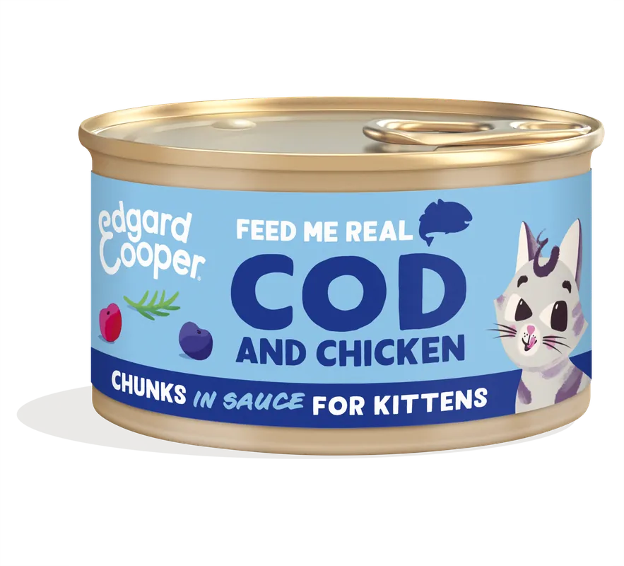 Beperkt Aanbod Edgard & Cooper kattenvoer Kitten Kabeljauw & Kip Chunks 85 gr