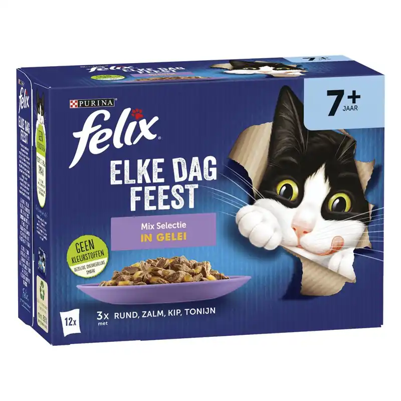 Felix Elke Dag Feest Mix Selectie in gelei 7+ 12 x 85 gr Voordeelprijs