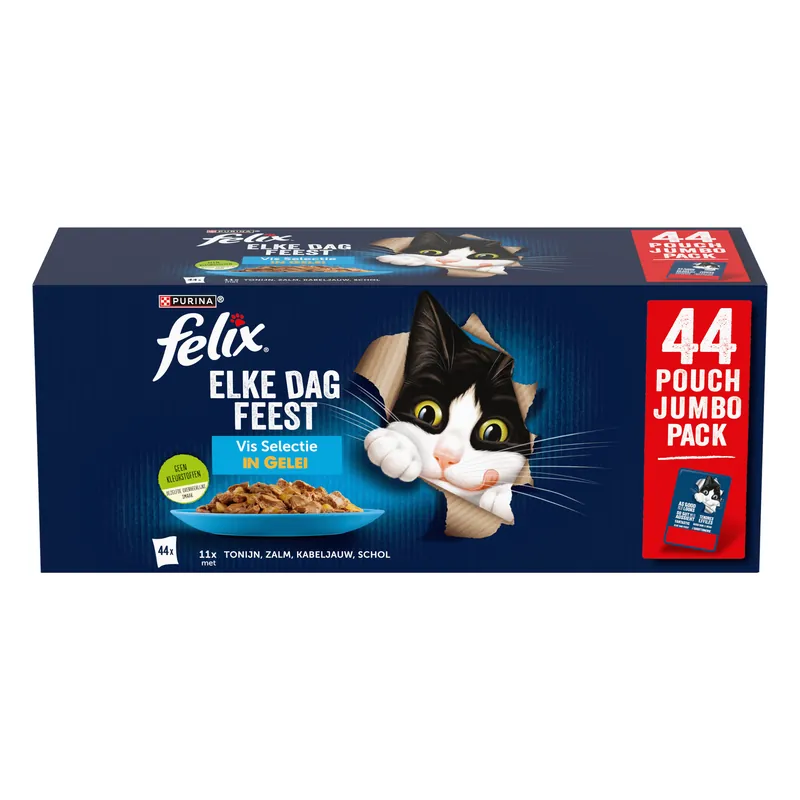 Felix Elke Dag Feest Vis Selectie in Gelei 44 x 85 gr Uitverkoop