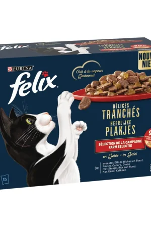 Felix Kattenvoer Heerlijke Plakjes Farm Selectie 12 x 80 gr Direct Beschikbaar