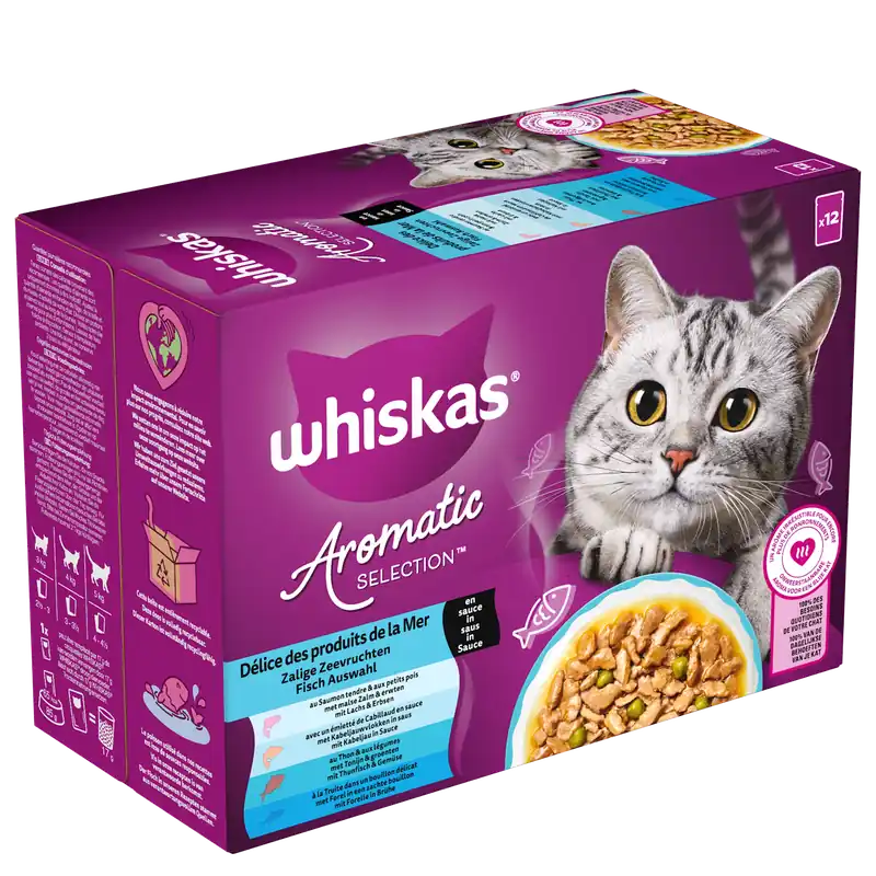 Whiskas Kattenvoer Aromatic Selection Seafood Saus 12 x 85 gr Lage Prijs