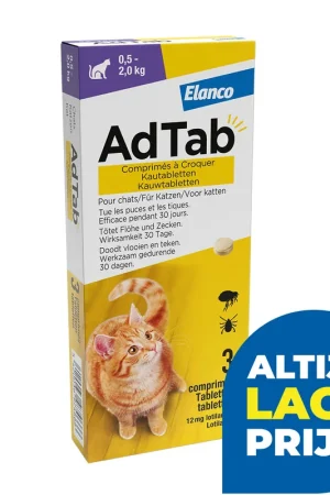 Tijdelijk Beschikbaar AdTab Kauwtabletten 0,5 - 2 kg 3 tabl