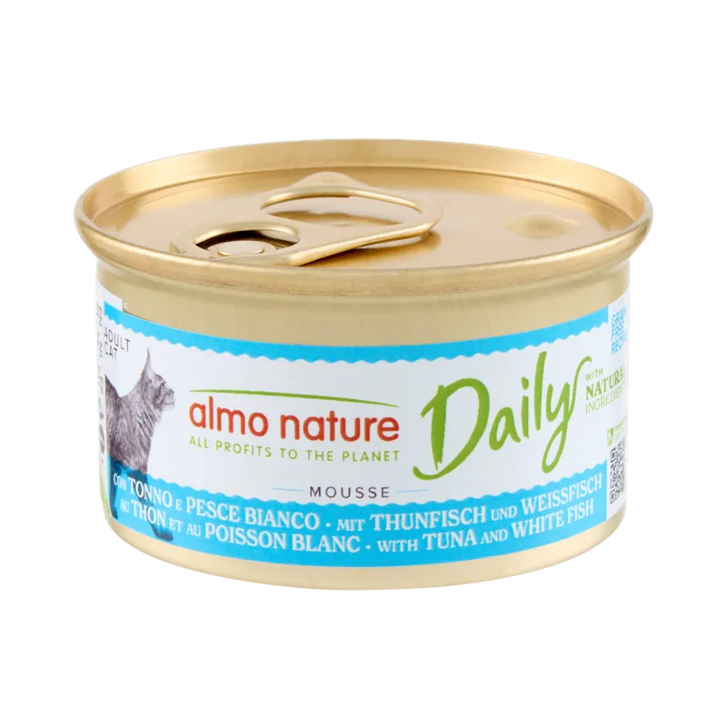 Almo Nature Daily Mousse Tonijn & Kabeljauw 85 gr Actieprijs