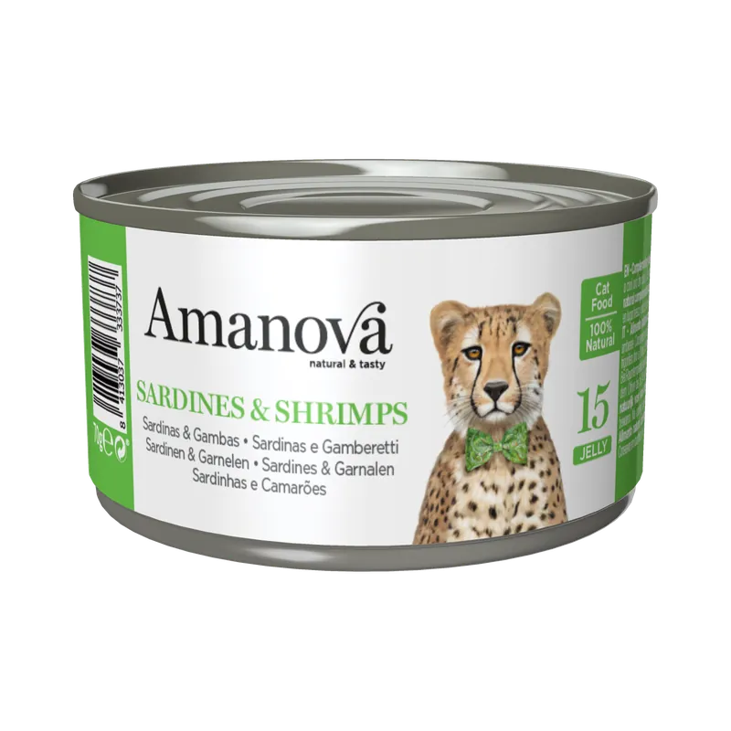 Amanova Kattenvoer Sardine & Shrimps in Jelly 70 gr Merkproduct