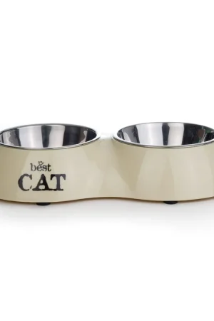 Beeztees Dinerset Best Cat Beige 2 x 160 ml Koop Vandaag