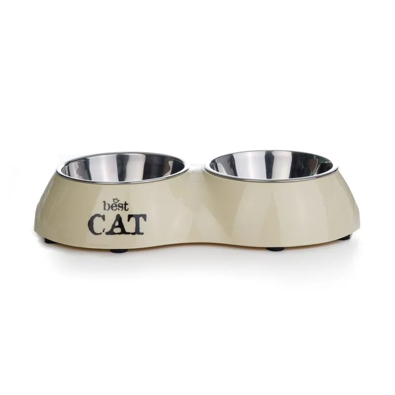 Beeztees Dinerset Best Cat Beige 2 x 160 ml Koop Vandaag